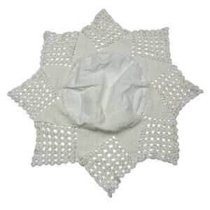Vintage Star Sun Doily Cover Ecru Crochet Lace 17.5"